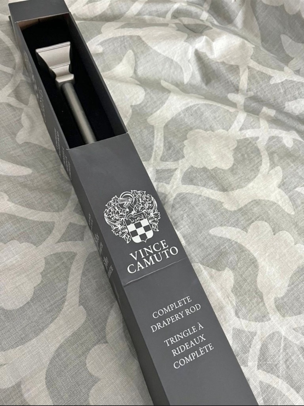 Vince Camuto Brushed Silver Drapery Rod with Square Finial